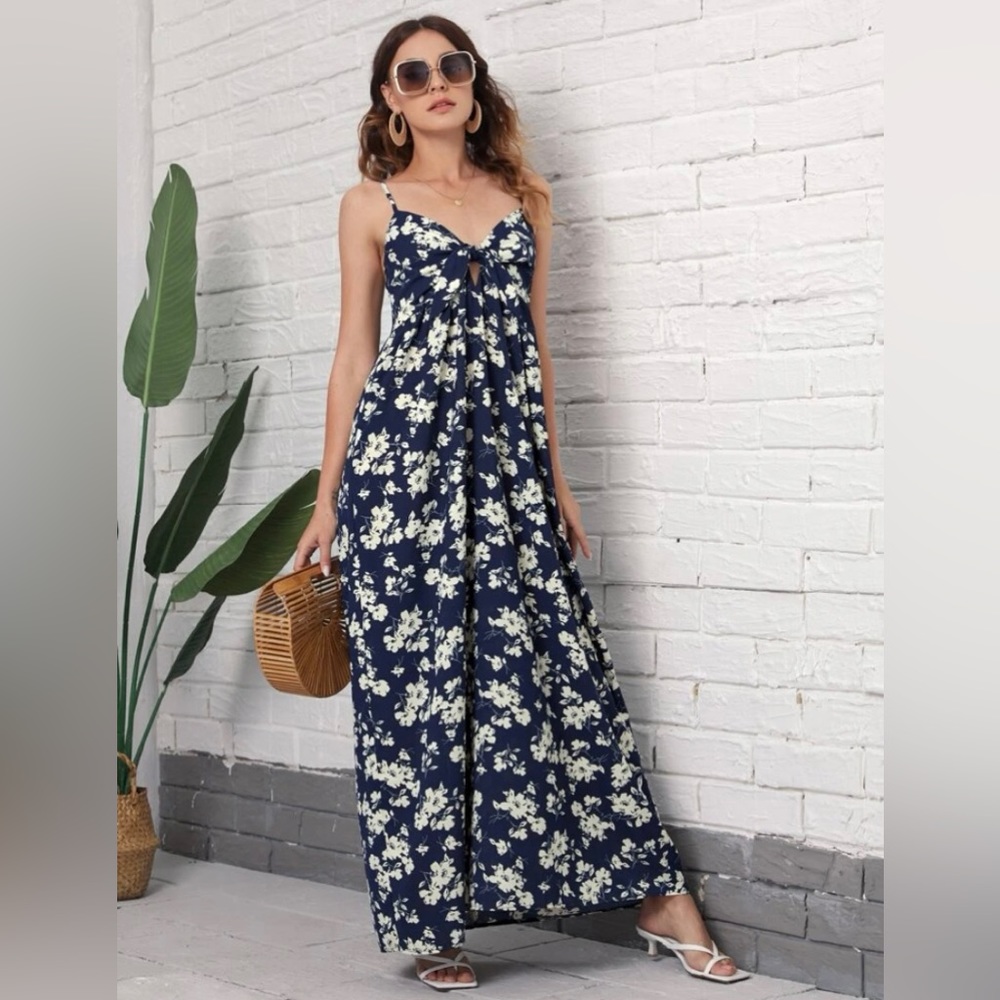 Floral Knot Front Cami Dress